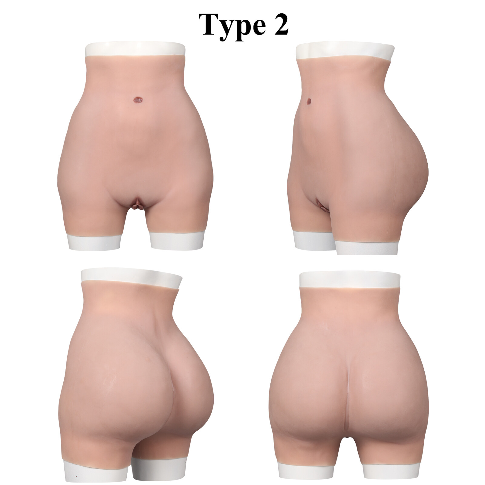 Crossdresser Silicone Panties Fake Vagina Pants Hip Enhancer Shaper Buttock Pads