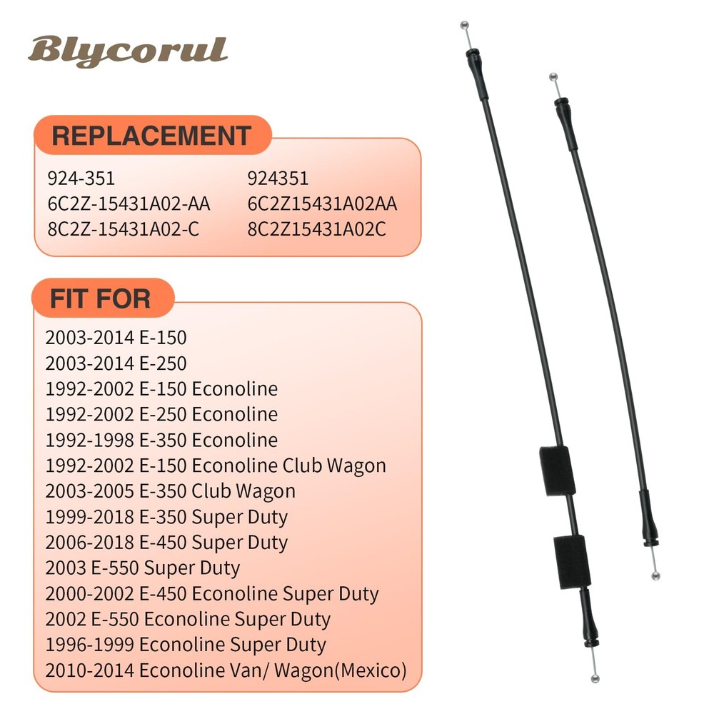 Blycorul Right Rear Door Lock Latch Upper & Lower Release Cables, Compatible...