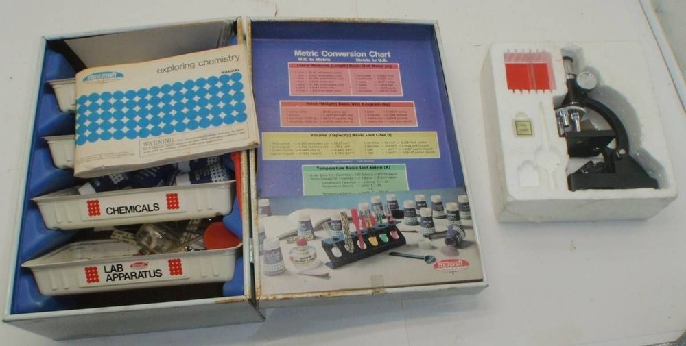 Skilcraft Partial Child's Chemistry Set & Ertl Microscope