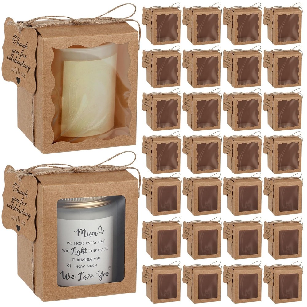 ReliThick 50 Set Candle Gift Box Transparent Gift Packaging Box for... Fast Ship