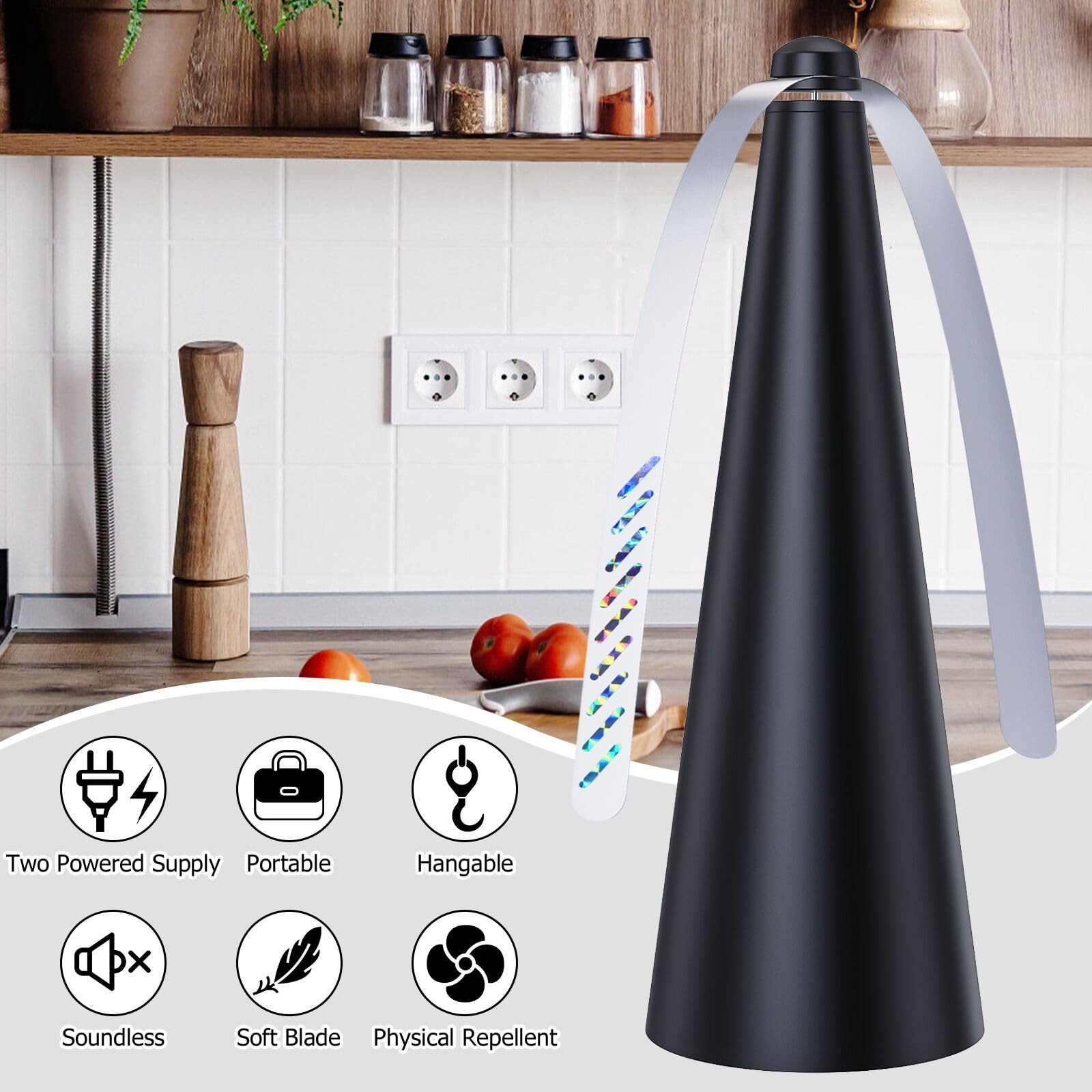 2 SET Fan Fly Repeller For Food Tables Indoor Outdoor Soft Fan Blades Picnic NEW