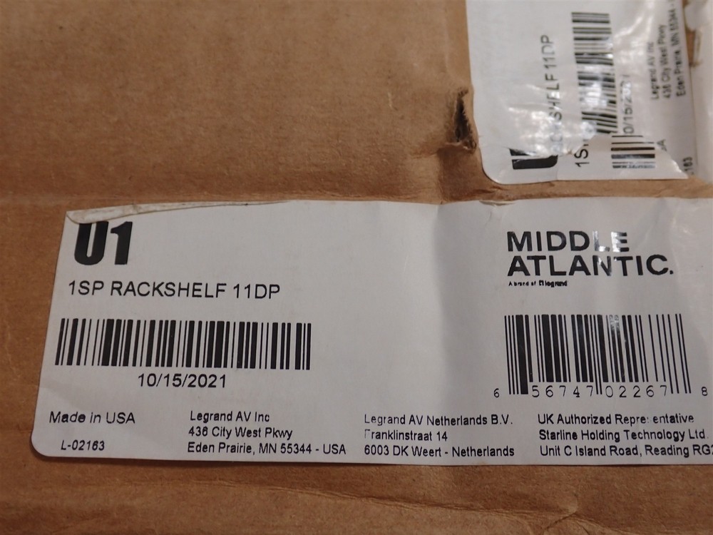 Middle Atlantic U1 1 Space Rackshelf 11" Deep (I16)