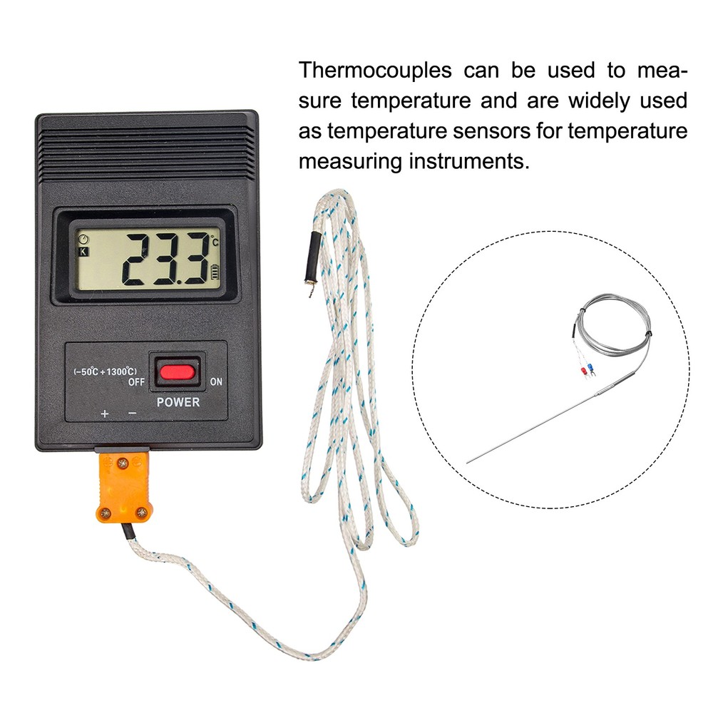 K Type Thermocouple Temperature Sensor Probe 2x200mm 6.6ft Wire