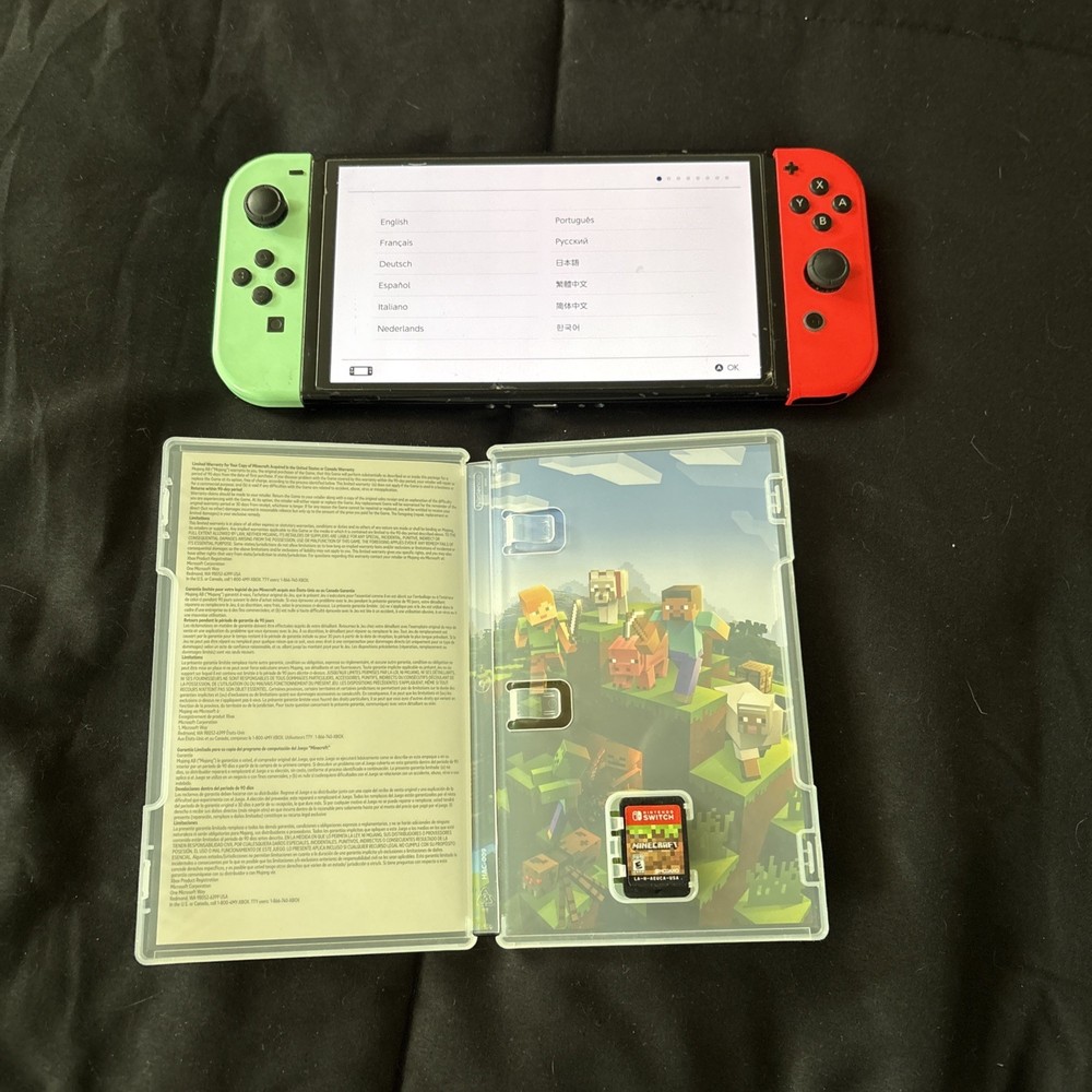 switch oled console With Minecraft