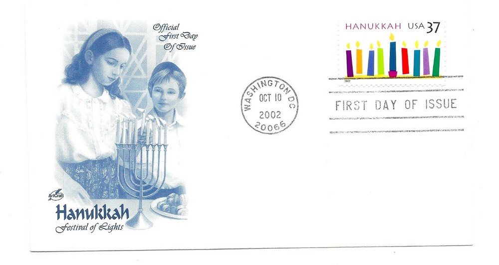 3672 37c Hanukkah, 2002, ArtCraft FDC