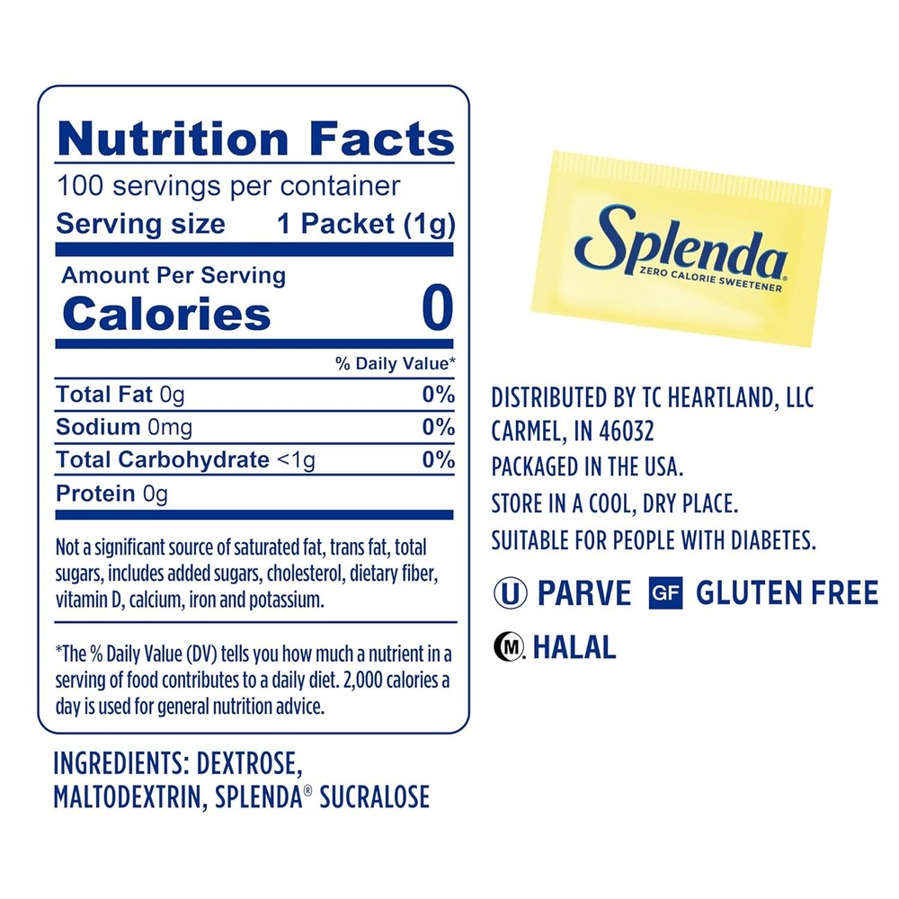SPLENDA Zero Calorie Sweetener, 100 Count Packets