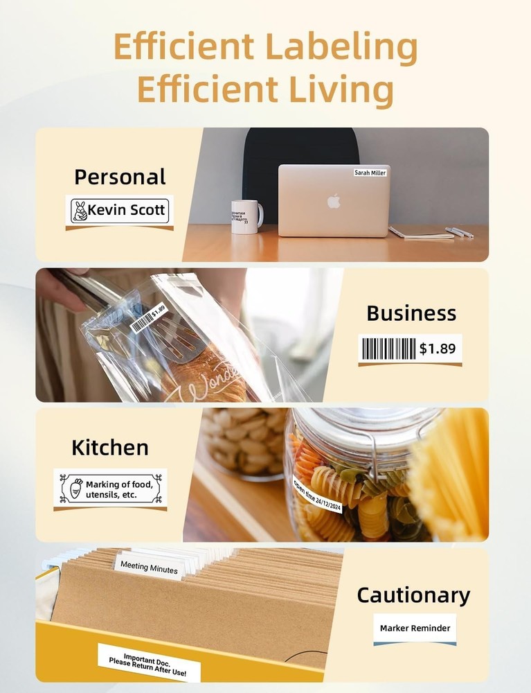 Mini Bluetooth Labeler for Easy Organization - Sharp Prints with Built-in Cutter