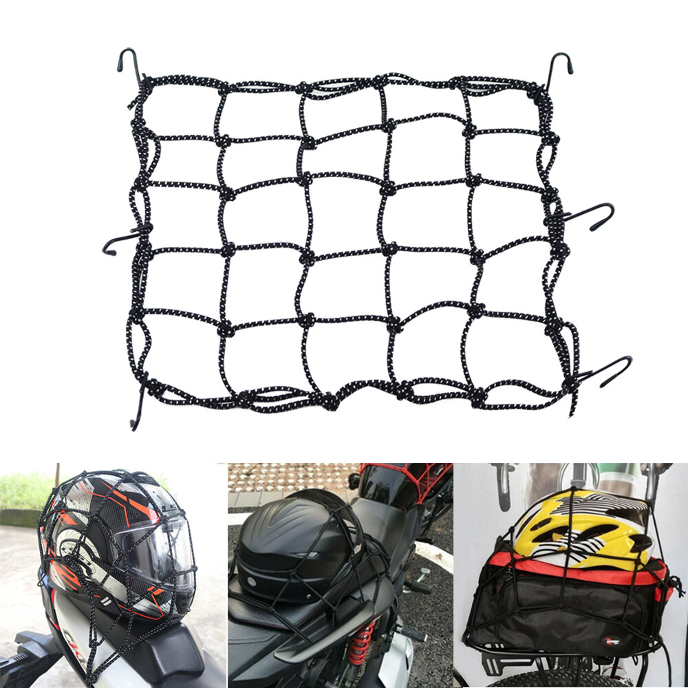 Motorcycle Cargo Bungee Net 15"x15" Small Elastic Rope Mess Strap for Bike ATV