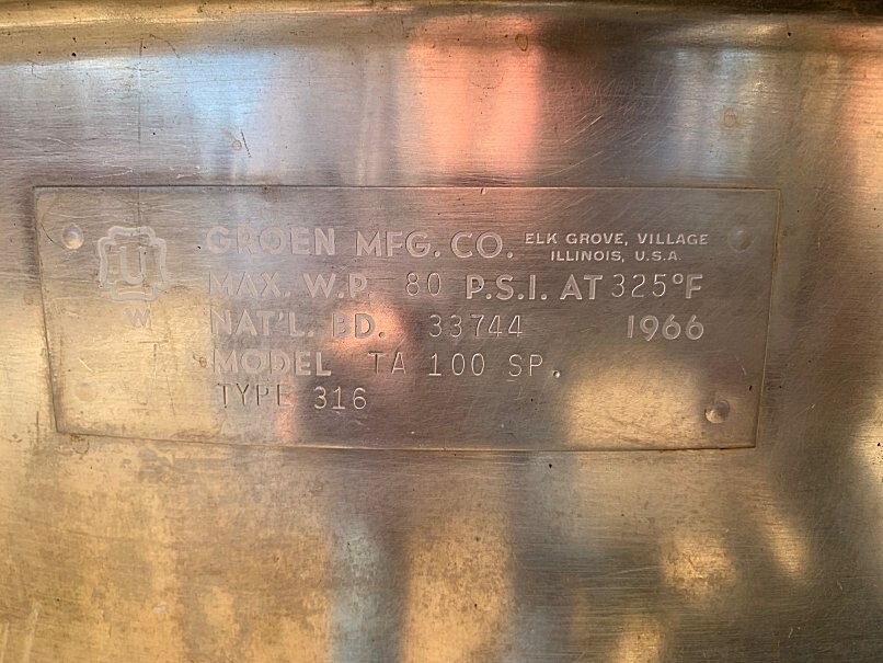 100 Gallon 316SS Double Motion Scrap Surface Kettle
