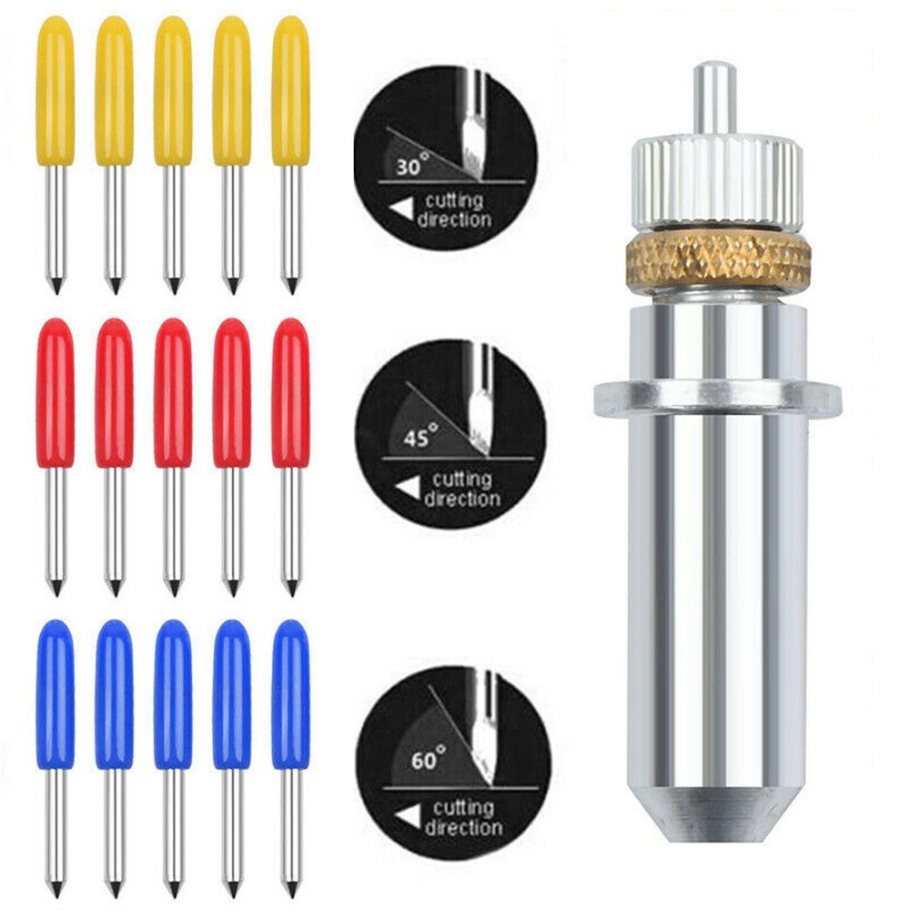 Graphtec Blade Holder + 15Pcs 30° 45° 60° Blades Vinyl Cutter Cutting Plotter