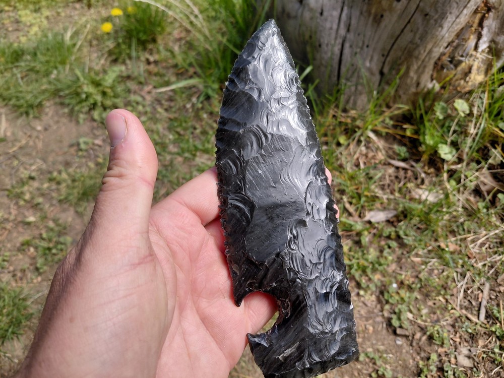 7 Inch Obsidian Blade. Flintknapping, Arrowheads