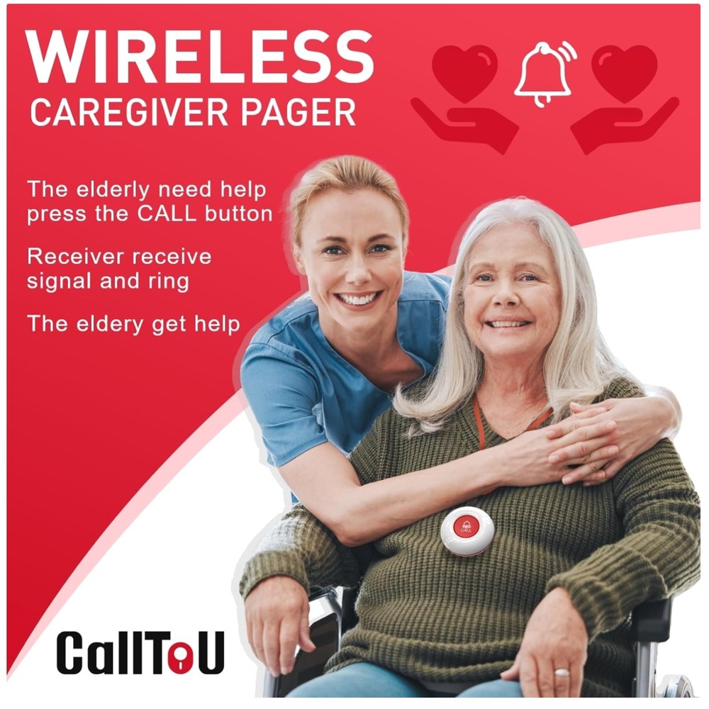 Wireless Patient Help Alert - 2 Receivers & 2 Call Buttons