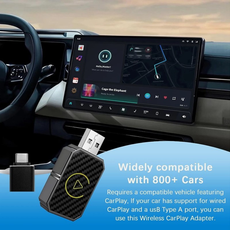 2-in-1 Wireless CarPlay Adapter & Android Auto Wireless Adapter, Plug & Play