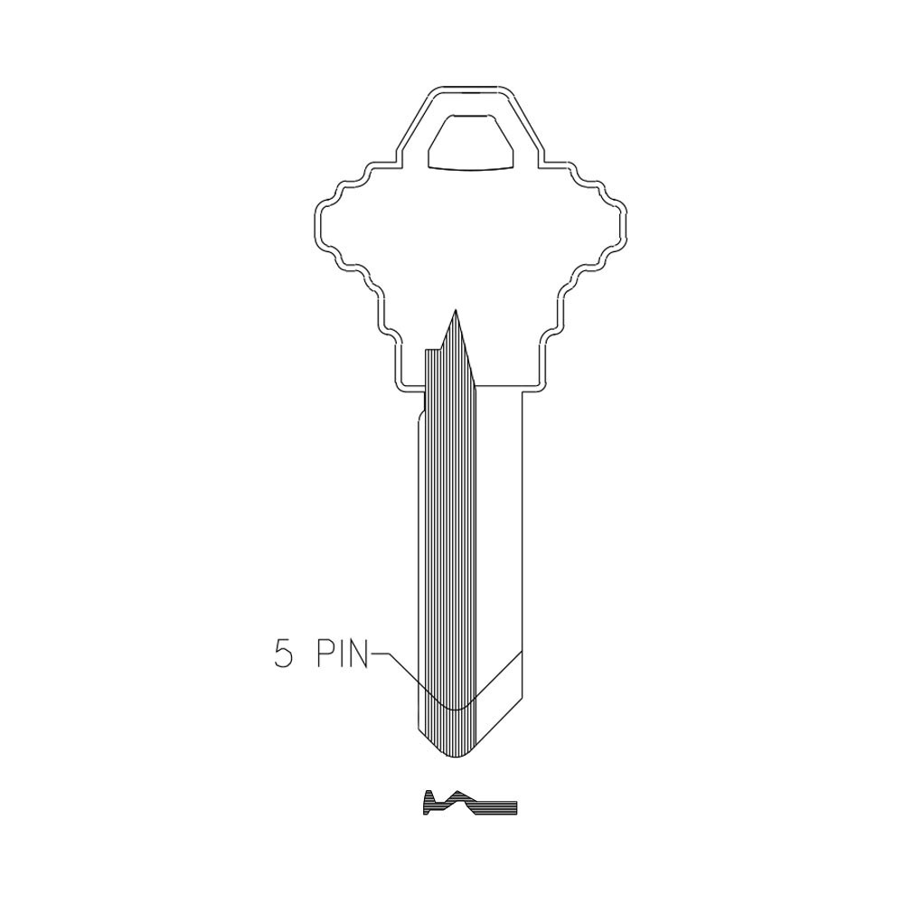 1145L Key Blank 5-PIN – BRASS