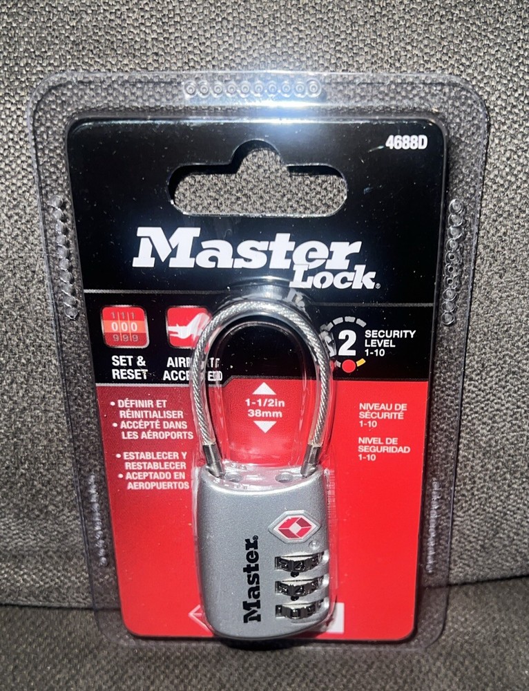 Master Lock 4688D Set Your Own Combination Tsa-accepted Cable Padlock{Silver}🔒