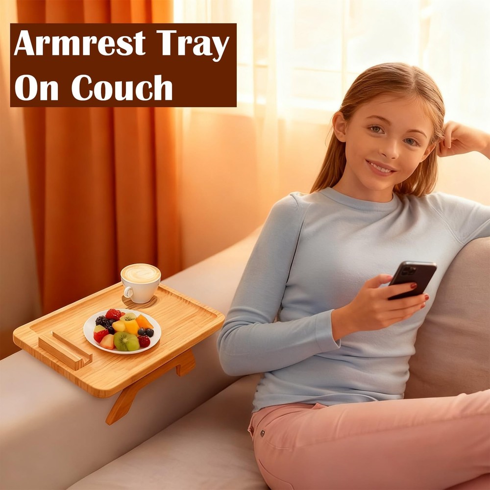Couch Trays & Sofa Armrest Table - Multi-Functional Arm Trayes for Couch, Per...