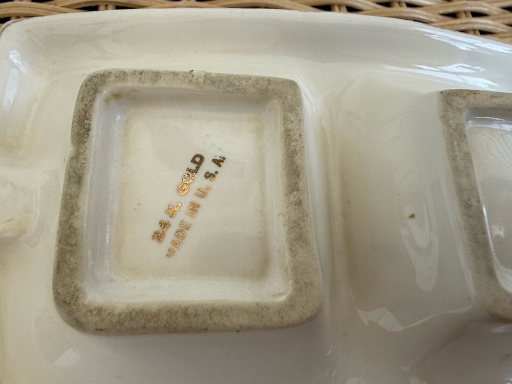 Vintage MCM Weeping Gold Ceramic Ashtray