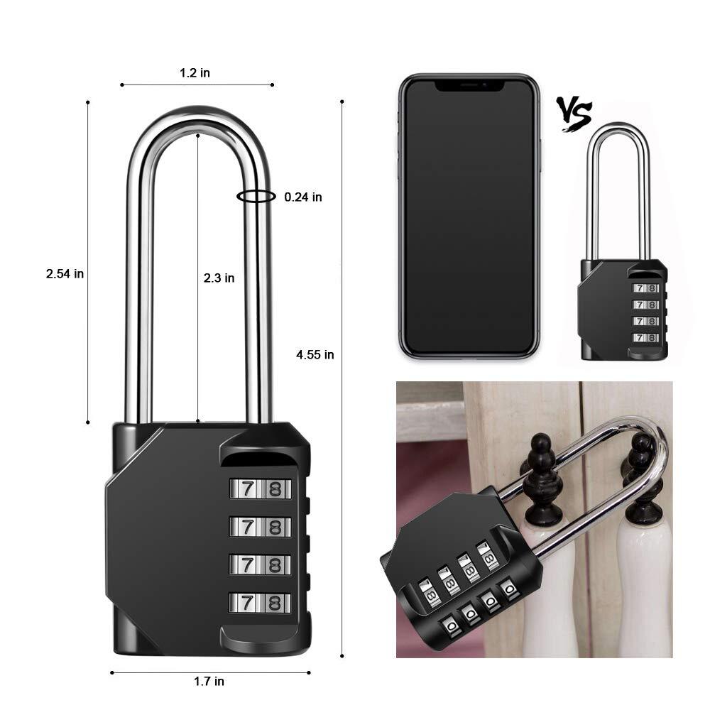 2 Pack Combination Lock, 4-Digit Padlock Keyless, Resettable Luggage Locks for B