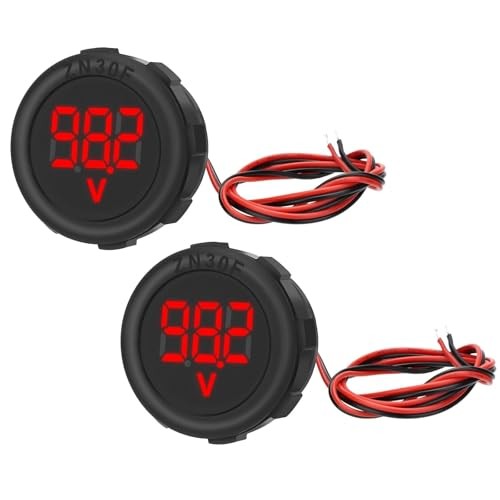 2PCS DC 4V-100V Voltage Meter, Digital Waterproof Voltmeter with Threaded Red
