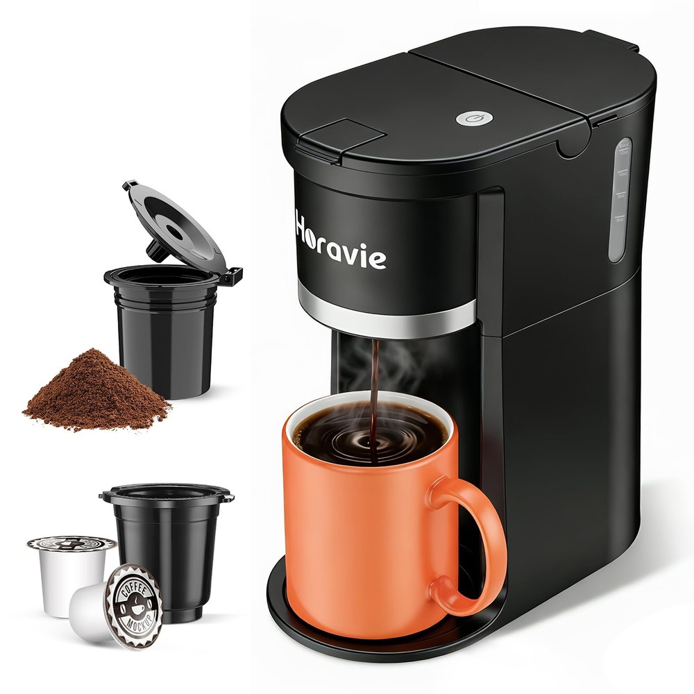 Horavie Small Single Serve Coffee Maker, Fast Brew One Cup Coffee Machine for...