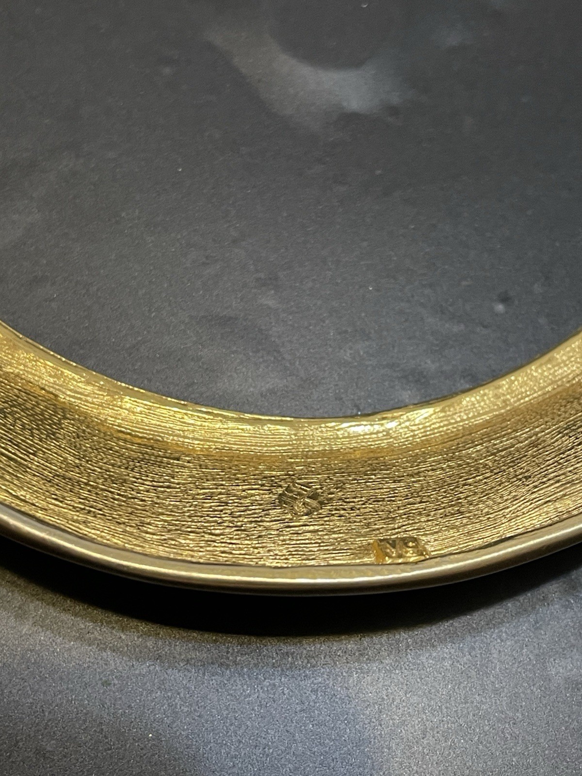 Vtg LES BERNARD Egyptian Revival Hammered Collar Gold Tone Necklace Broken Hinge