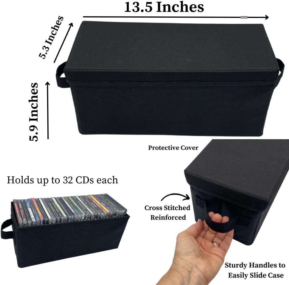CD Storage Boxes 4 Pack Durable CD Case Organizer with Lid Disc Container Set