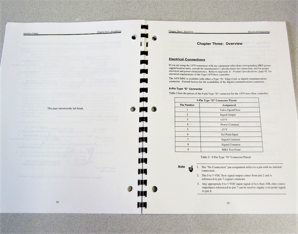 MKS Instruments Type 1479A Mass-Flo Controller Instruction Manual 119474-P1