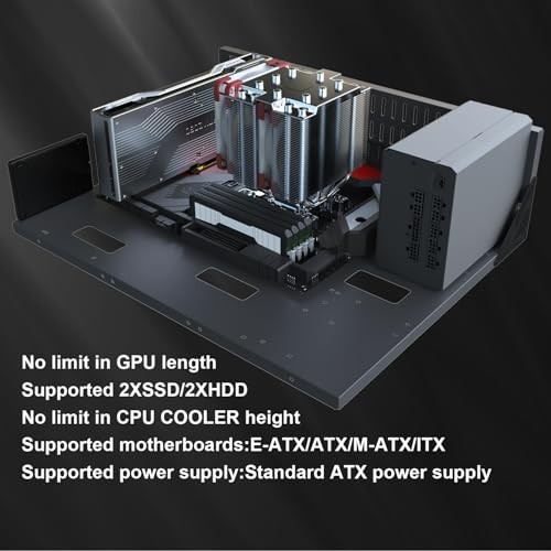 DIY Gaming Computer Case, E-ATX Open Chassis Case Rack for E-ATX/ATX/M-ATX/ITX M