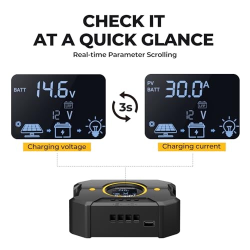 Li 30A PWM Solar Charge Controller 12V 24V, with Backlit 30A PWM Controller