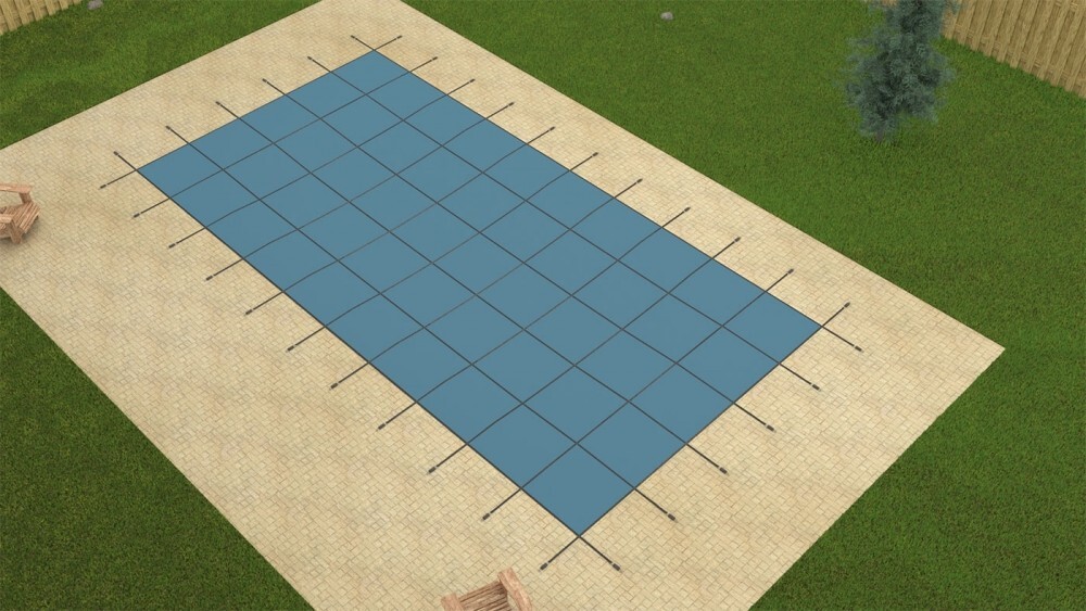 GLI Blue Value X Solid 12' x 20' Rect. Solid Safety Cover w/ Drain
