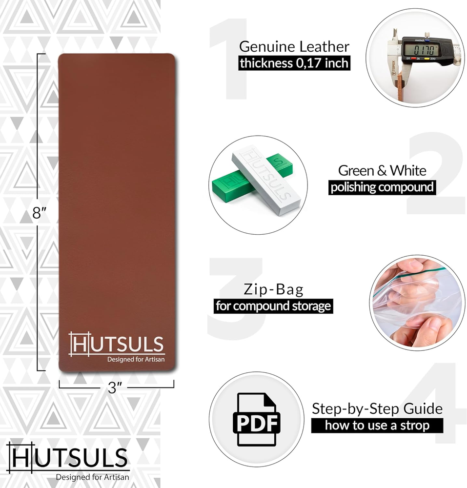 Hutsuls Knife Stropping Leather for Sharpening - Get Razor-Sharp Edges