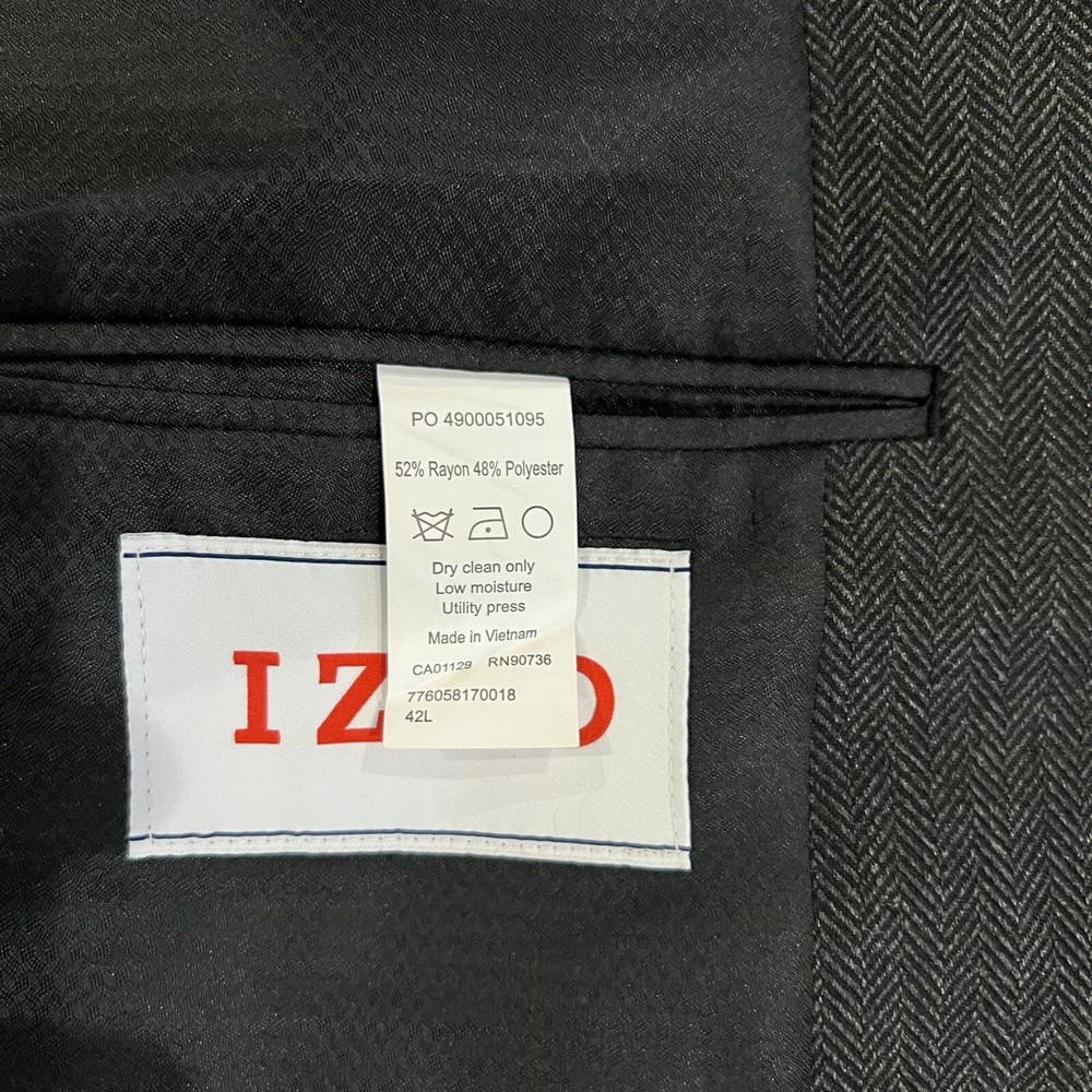 Izod Blazer Mens Rayon Blend Herringbone 42L
