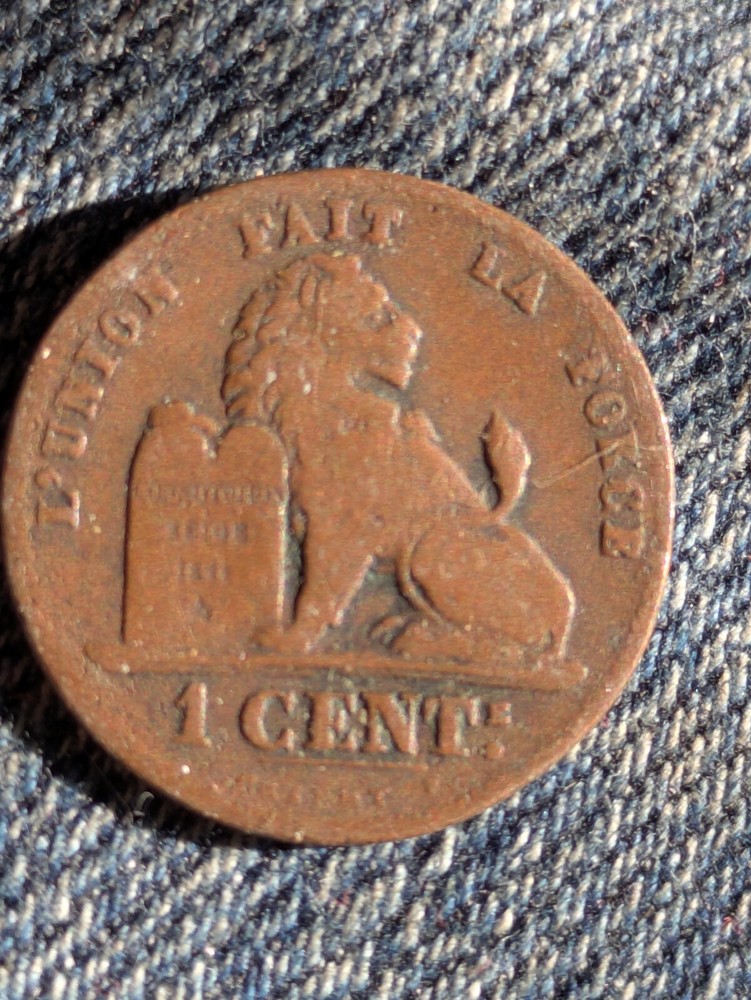 1865 Belgium 1 Cent Copper Circulated