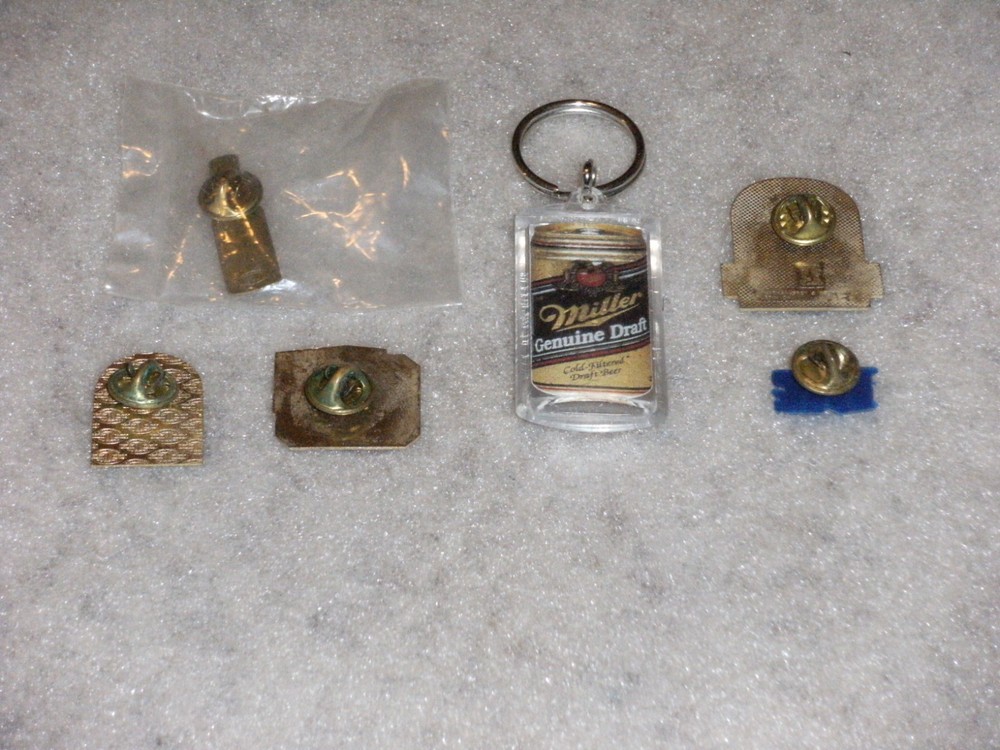 5 Miller Brewery Pins & Key Chain