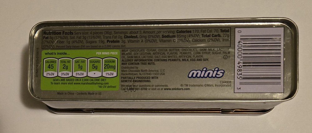 Snickers Tin Container Stash Box Storage Empty