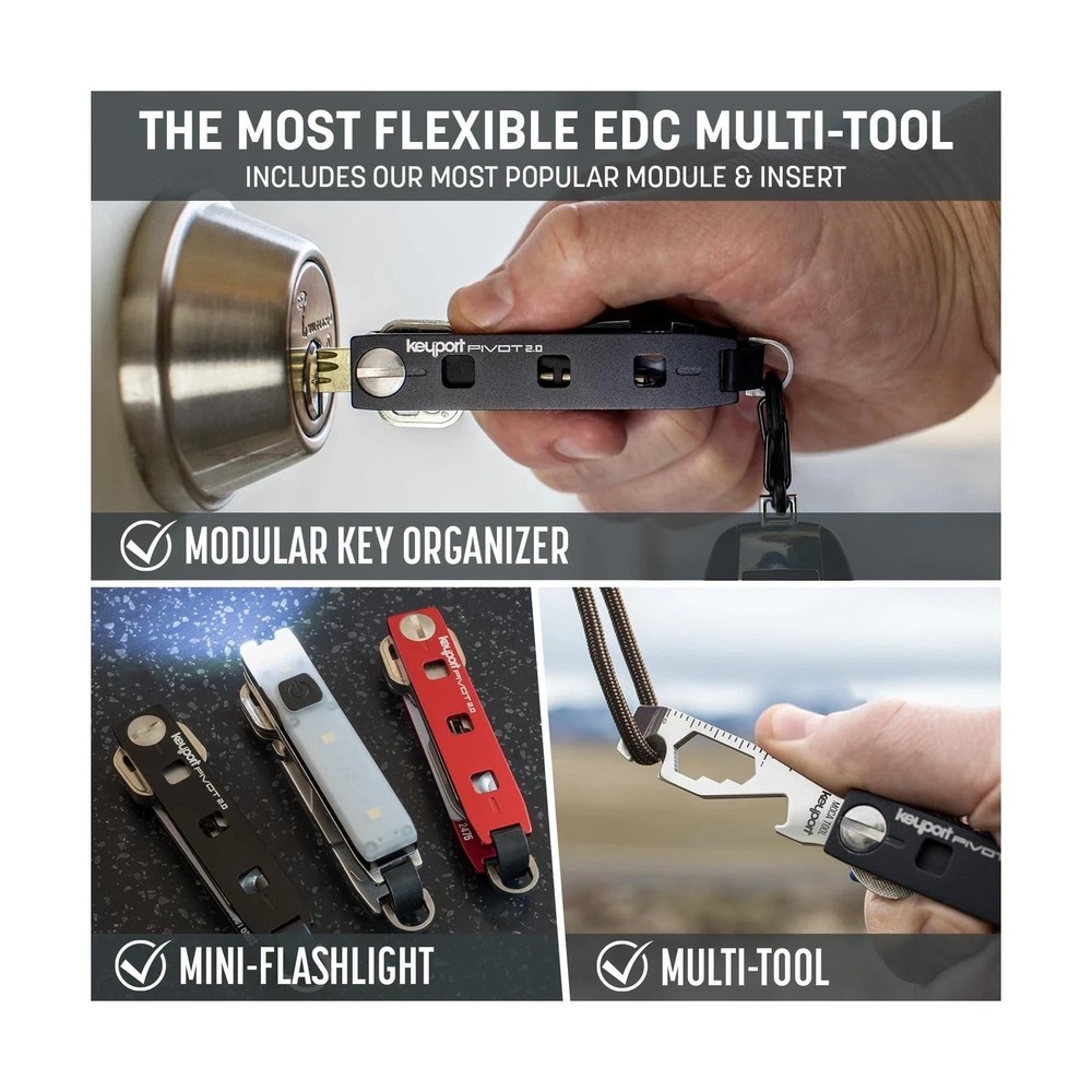 Keyport Pivot 2.0 Essential Plus Kit - EDC Key Organizer Bundle - Compact Key...