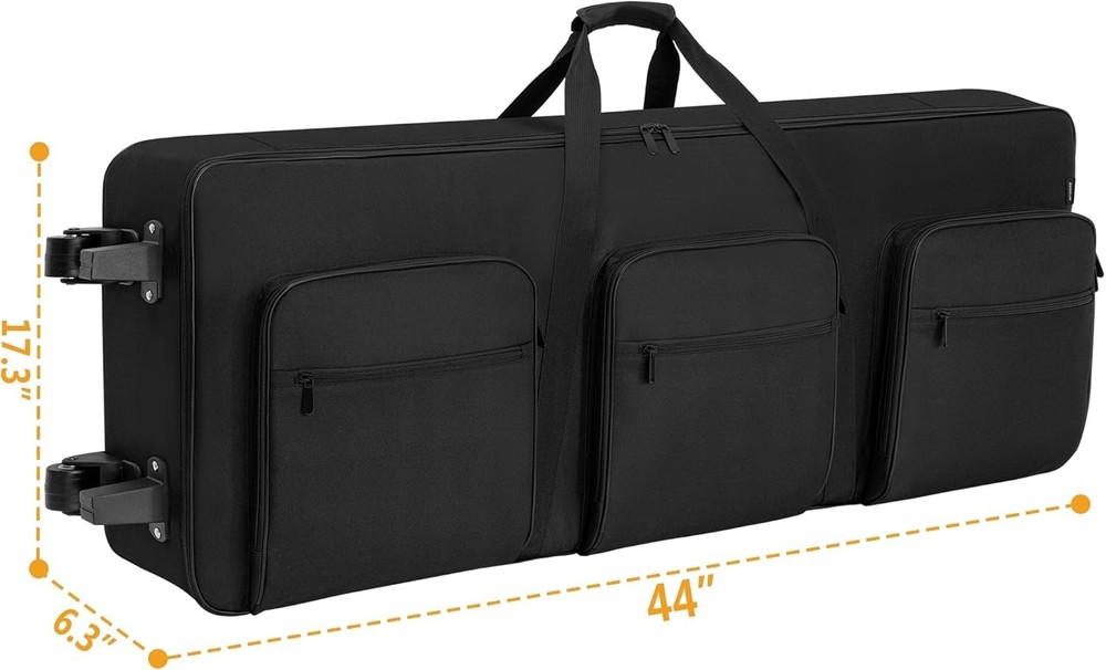 61 Key Keyboard Gig Bag Rolling Case with Wheels Adjustable Straps