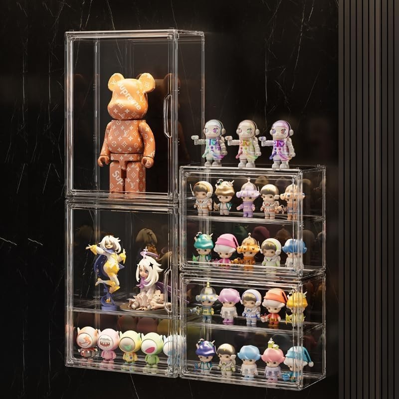 Stackable Clear Acrylic Organizer for Action Figures - Magnetic Access - 2 Pack