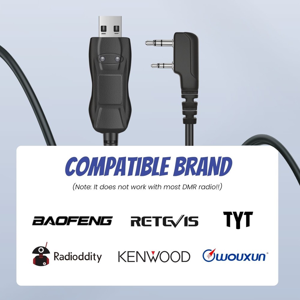 FTDI Programming Cable for Baofeng, Kenwood Radios (3 FT) - USB Chirp Cable