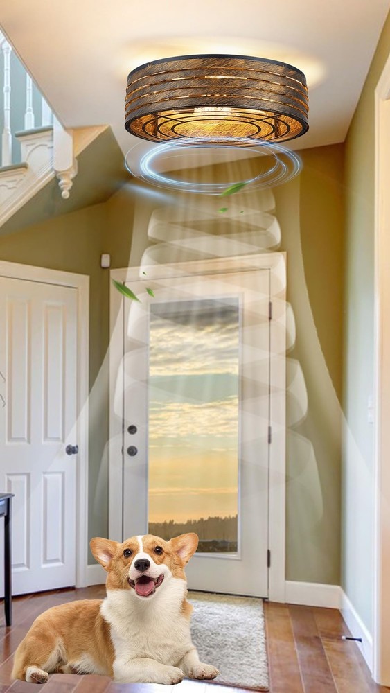 20'' Flush-Mount Smart Ceiling Fan with Dimmable-Light and Memory Remote APP/...