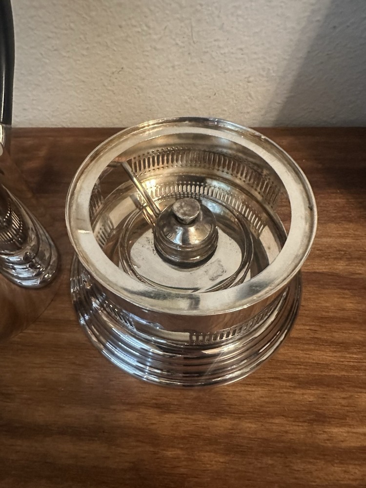 Vintage Sheffield Silverplate Coffee Pot & Warming Stand Base, England