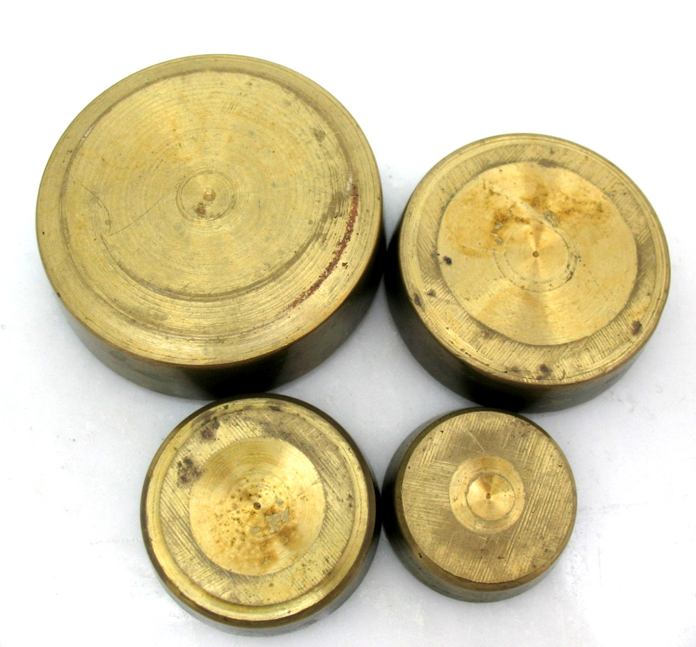 4 Vintage Solid Brass Postal Postage Scale Weights Stacking USPS Collectible