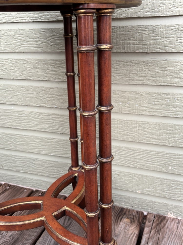 Beautiful John Widdicomb Marble Bronze Regency MCM Side End Table Signed Trinity