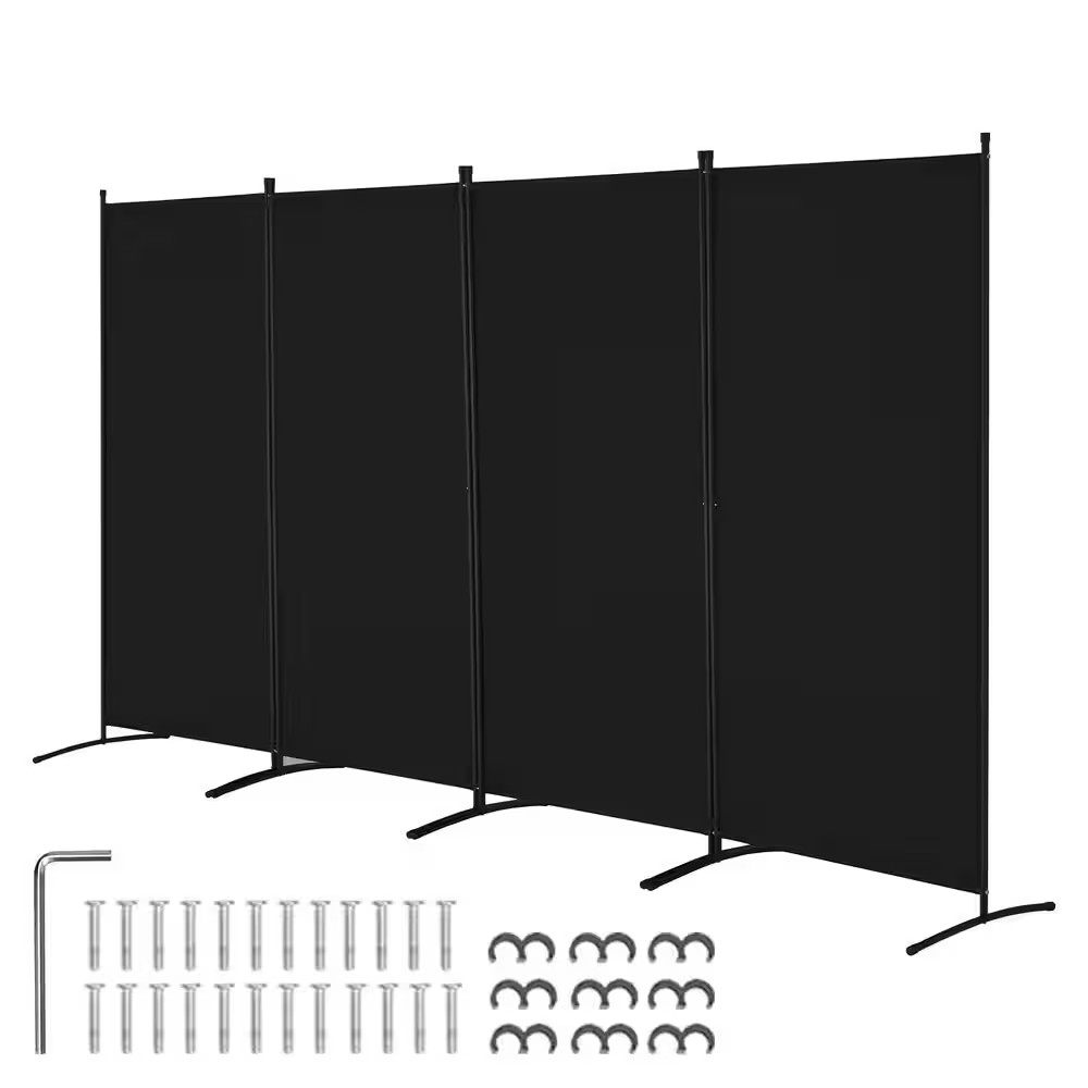 4-Panel Room Divider, Folding Privacy Screen, Portable Partition for Office, Bed