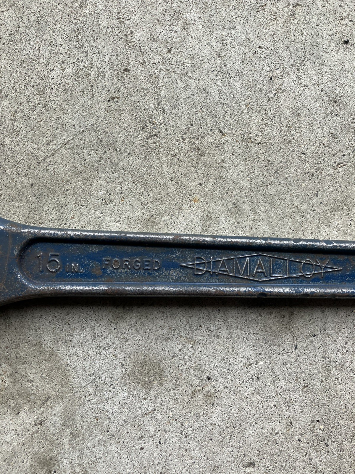 Vtg USA Diamalloy Diamond 15" Adjustable Wrench Square Jaws Fully Adjusts