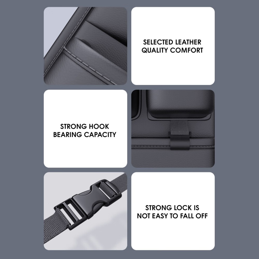 Car Seat Back Storage Bag Organizer PU Leather Multi‑Pocket Hanging Bag Holder