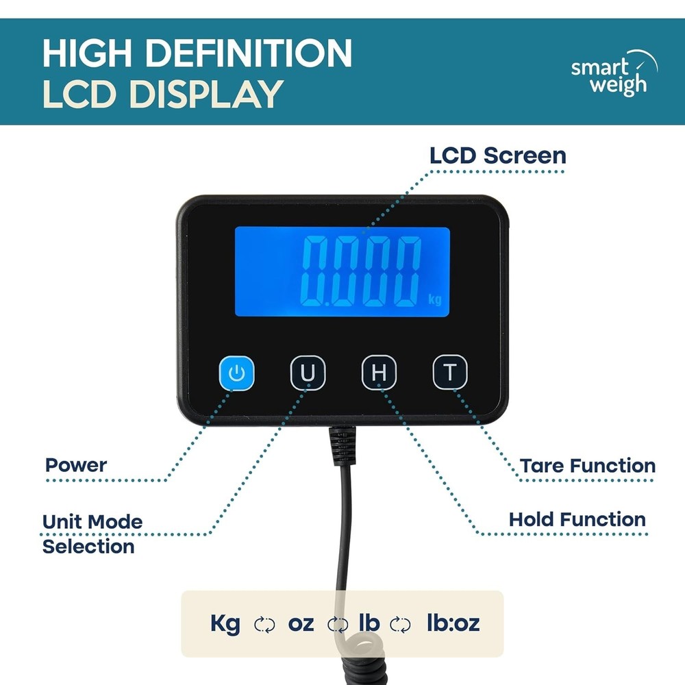Digital Shipping Scale, Hold & Tare Function, 440 lb