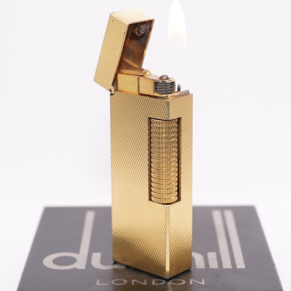 Dunhill Lighter Brown Shell gold Barry Pattern_Ultrasonically cleaned_Working