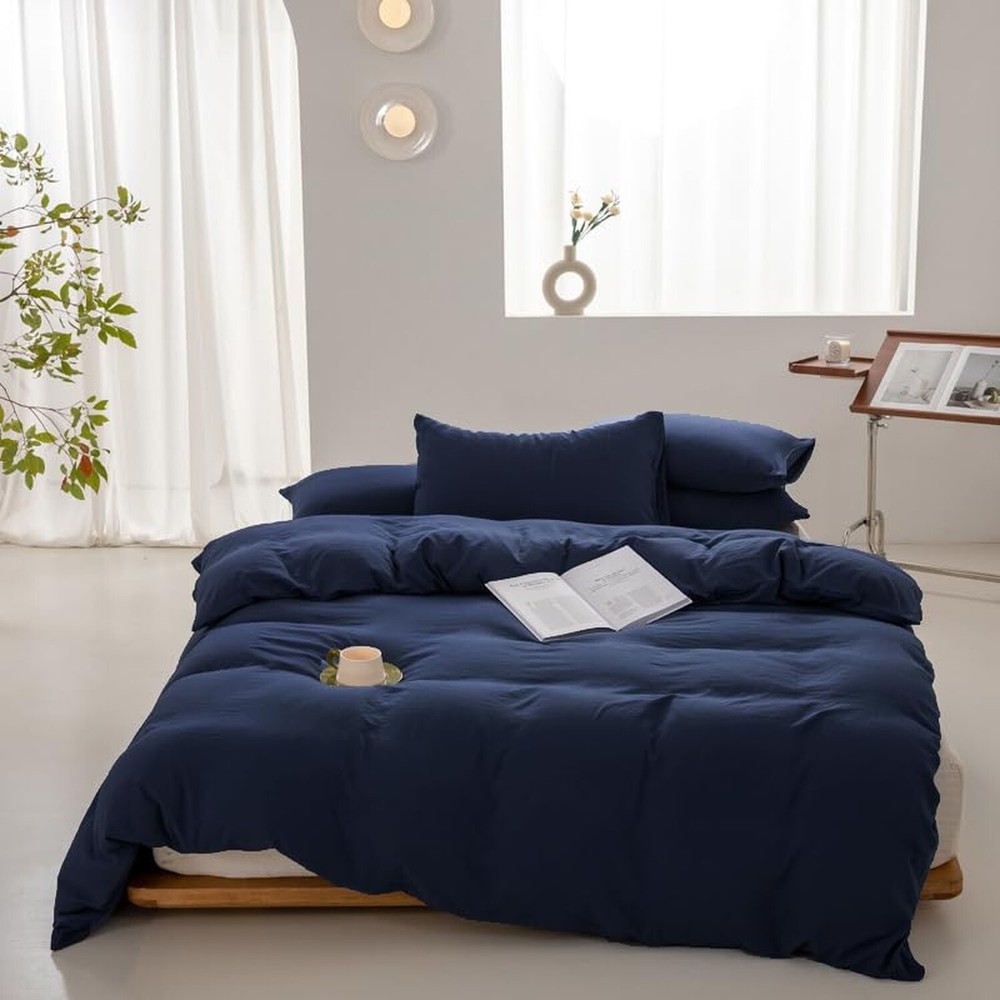 Luxlovery Navy Blue Comforter Set King Size Navy Bedding Comforter Sets Comfy...