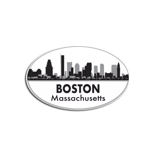 Oval Boston Skyline Sticker Decal